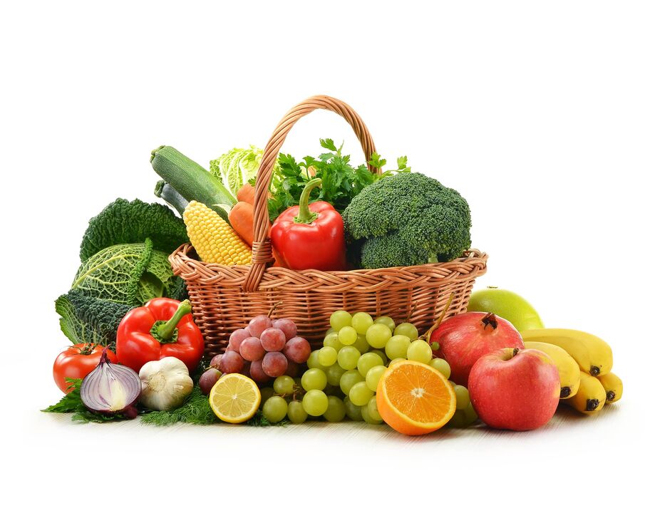 fresh fruits and vegetables on diet
