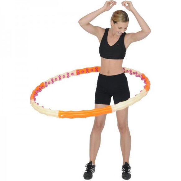 The girl is twisting the brace